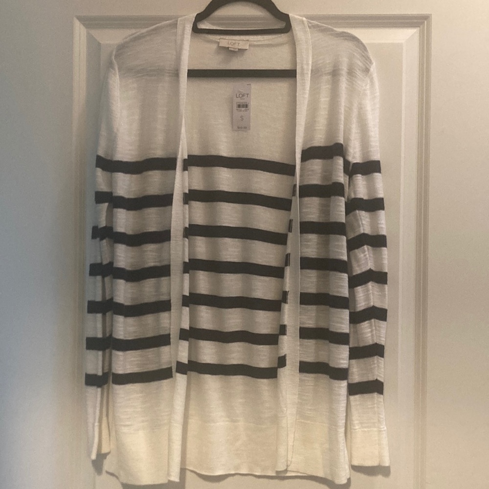 Loft Size Small Stripped Open Front Cardigan NWT